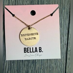 Expensive Habits Circle Charm Necklace in Gold